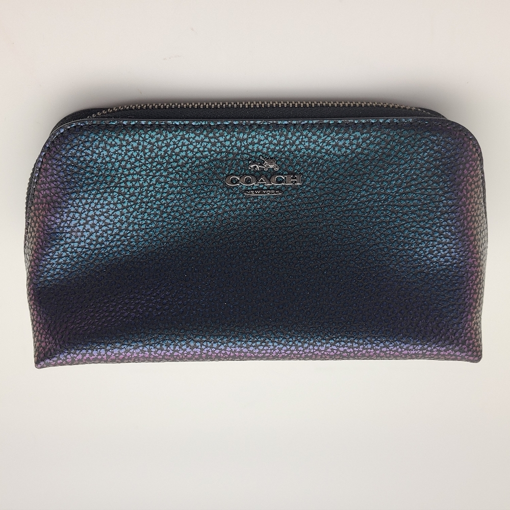 RARE Limited Edition Coach Hologram Cosmetic Bag Purple Green 23670 NEW